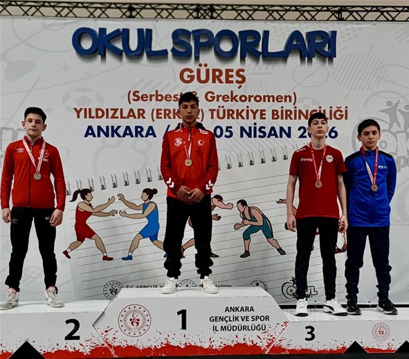 Ankara’da gerçekleştirilen Okullar Arası Yıldızlar Serbest Güreş Türkiye Şampiyonası’nda, ilimizi te