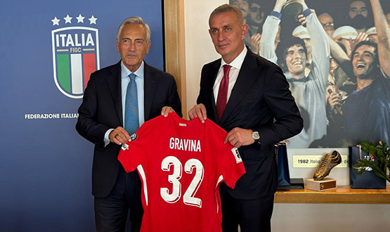 Başkan Hacıosmanoğlu, İtalya Futbol Federasyonu Başkanı Gravina'yı Ziyaret Etti